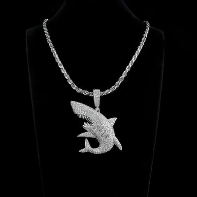 VVS Moissanite Shark Pendant in 14K Gold