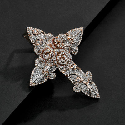 VVS Moissanite Rose Cross Pendant