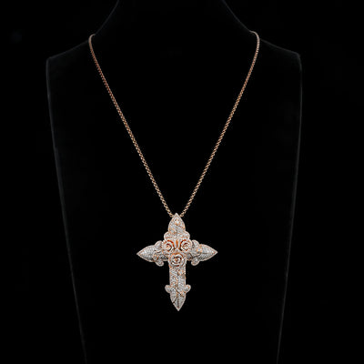 VVS Moissanite Rose Cross Pendant