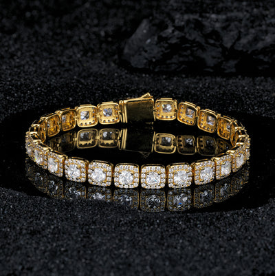 7 mm wide 925 Silver Cushion Cut Tennis Bracelet