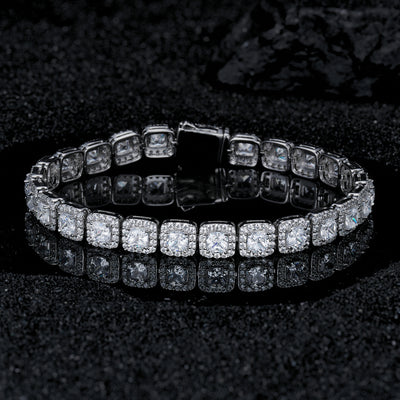 7 mm wide 925 Silver Cushion Cut Tennis Bracelet