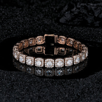 7 mm wide 925 Silver Cushion Cut Tennis Bracelet