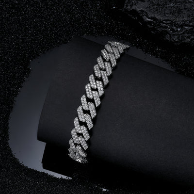 Cuban-style Moissanite Bracelet, 18k Gold