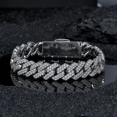 Cuban-style Moissanite Bracelet, 18k Gold
