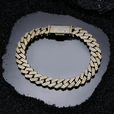 Cuban-style Moissanite Bracelet, 18k Gold
