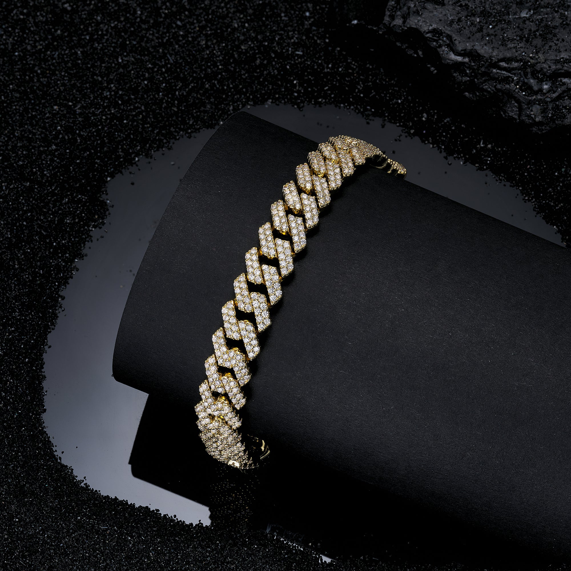 Cuban-style Moissanite Bracelet, 18k Gold