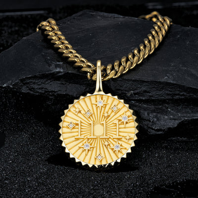 Moissanite Coin-Style Pendant, 14K Gold