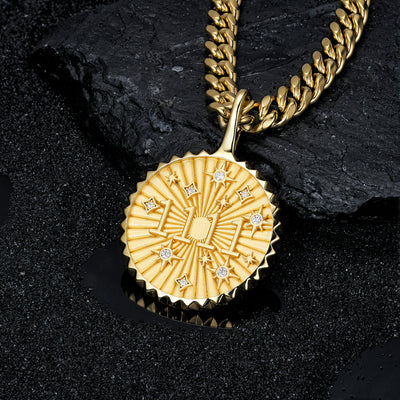 Moissanite Coin-Style Pendant, 14K Gold