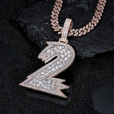 Moissanite Arab numeral “2” design Pendant