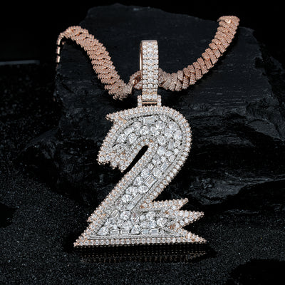 Moissanite Arab numeral “2” design Pendant