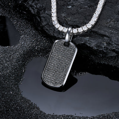 Black Moissanite Dog Tag Pendant