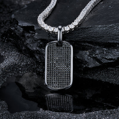 Black Moissanite Dog Tag Pendant