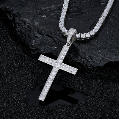 Moissanite Jesus Cross Pendant, 14k Gold
