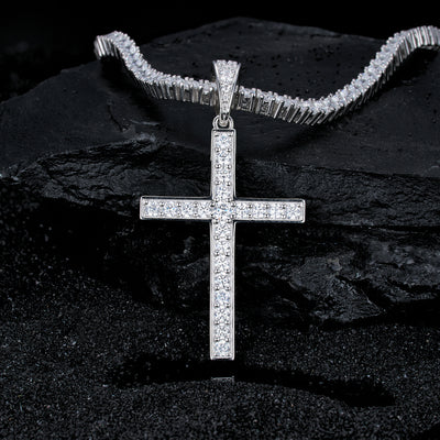 Moissanite Jesus Cross Pendant, 14k Gold