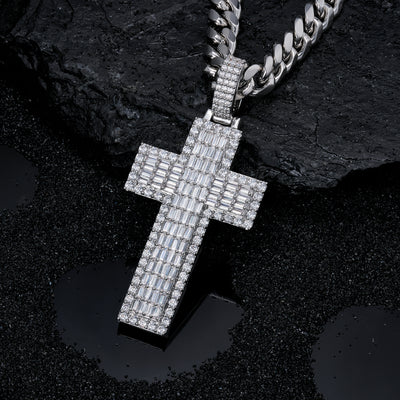 Moissanite Jesus Cross Pendant, 14k Gold