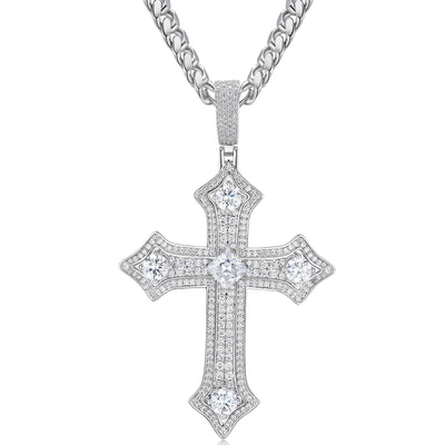 Moissanite Jesus Cross Pendant, 14k Gold